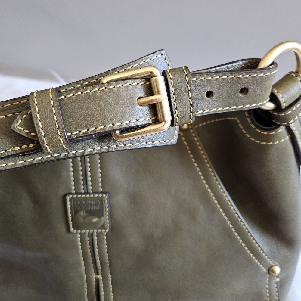 Dooney & Bourke Olive Green Leather Hobo with Tassel Detail - Picture 10 of 17
